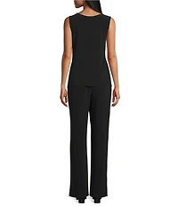 Le Bos Embroidered ITY 3/4 Sleeve 3 Piece Pantsuit