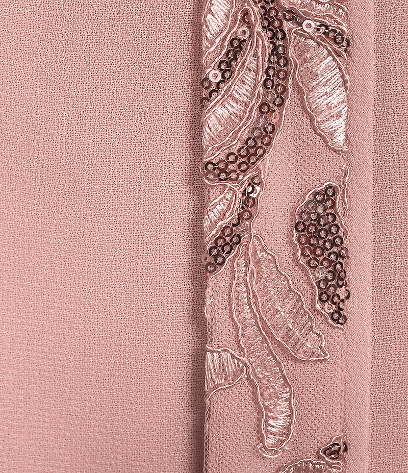 Le Bos Plus Size 3/4 Sleeve Sequin Lace Trim Crew Neck 3/4 Sleeve 3-Piece Pant Set