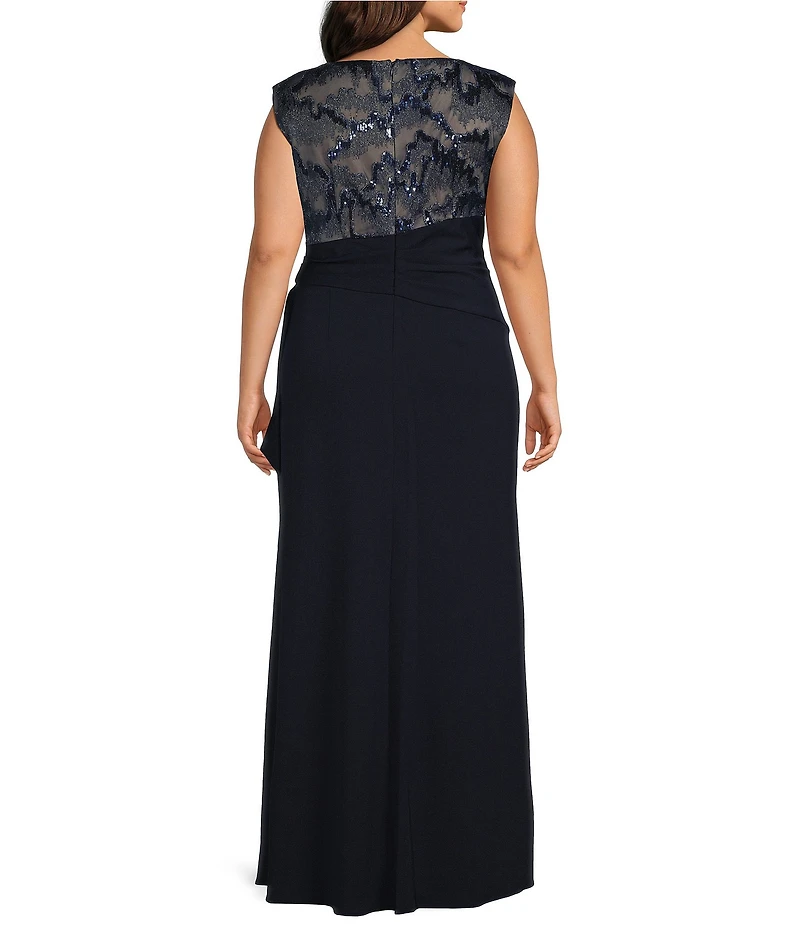 Le Bos Plus Size Boat Neck Cap Sleeve Fit and Flare Dress