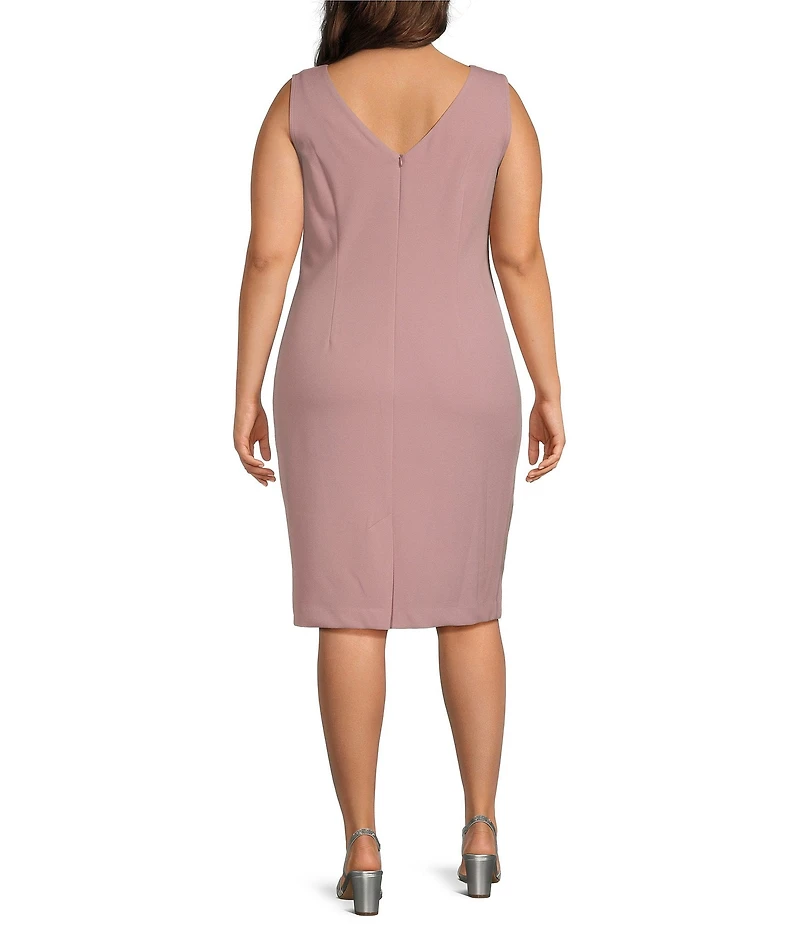 Le Bos Plus Size Illusion Sleeve Stretch Crepe Jacket Dress