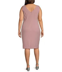 Le Bos Plus Size Illusion Sleeve Stretch Crepe Jacket Dress
