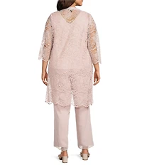 Le Bos Plus Size Lace Duster 3-Piece Pant Set