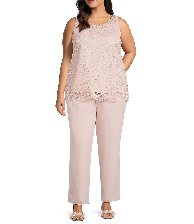 Le Bos Plus Size Lace Duster 3-Piece Pant Set