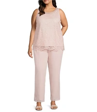 Le Bos Plus Size Lace Duster 3-Piece Pant Set