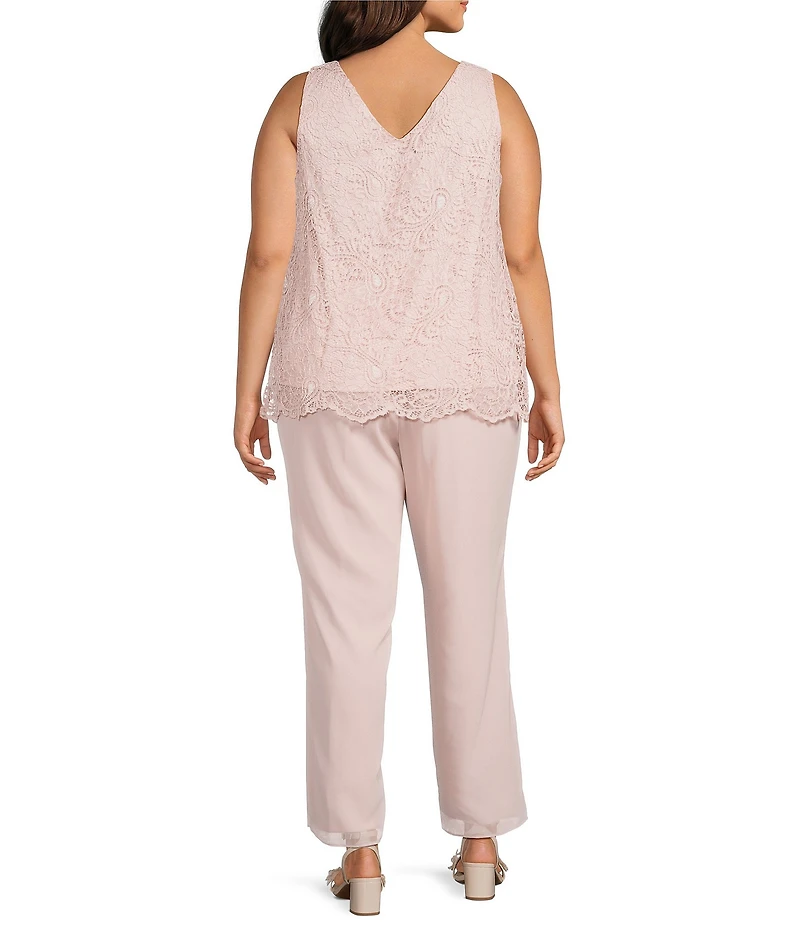Le Bos Plus Size Lace Duster 3-Piece Pant Set