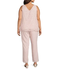 Le Bos Plus Size Lace Duster 3-Piece Pant Set