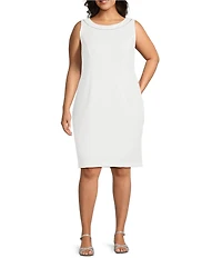 Le Bos Plus Size Round Neck 3/4 Sleeve Rhinestone Trim Textured 2-Piece Jacket Dress