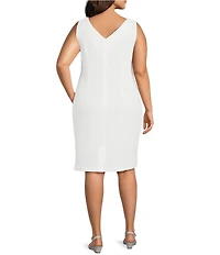 Le Bos Plus Size Round Neck 3/4 Sleeve Rhinestone Trim Textured 2-Piece Jacket Dress