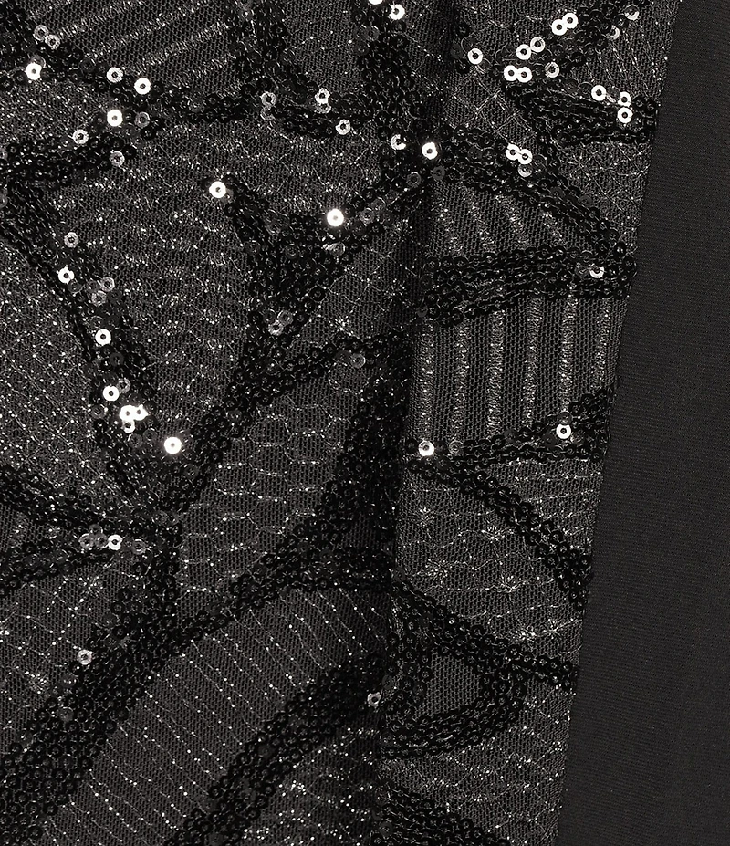 Le Bos Plus Size Sequin Embroidered Trim Crew Neck 3/4 Sleeve 3-Piece Pantsuit