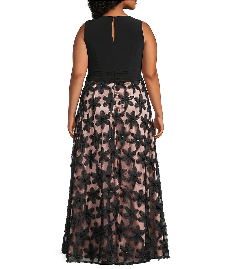 Livia Jolie by Le Bos Plus Size Sleeveless V-Neck 3D Embroidered Ball Gown