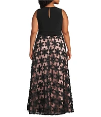 Livia Jolie by Le Bos Plus Size Sleeveless V-Neck 3D Embroidered Ball Gown