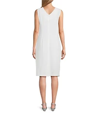 Le Bos Round Neck 3/4 Sleeve Rhinestone Trim Textured 2-Piece Jacket Dress