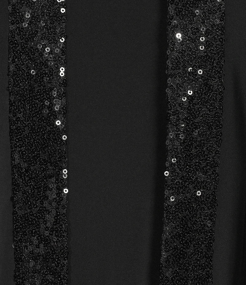 Le Bos Round Neck 3/4 Sleeve Sequin Trim Duster 3-Piece Pantsuit Set