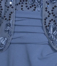 Le Bos Sequin ITY 3/4 Sleeve 2-Piece Jacket Dress Set