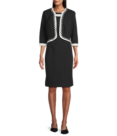 Le Bos Two Tone Loop Trim 2-Piece Jacket Dress