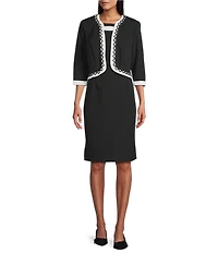 Le Bos Two Tone Loop Trim 2-Piece Jacket Dress