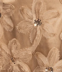 Livia Jolie By Le Bos V-Neck Sleeveless 3D Flower Mesh A-Line Midi Dress