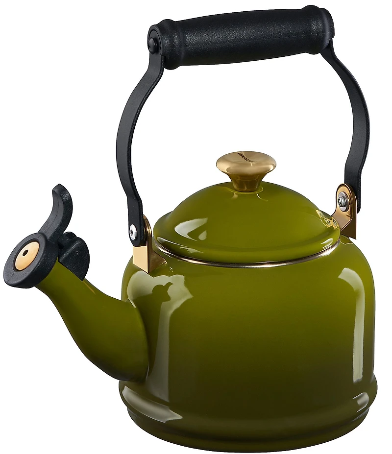 Le Creuset 1.25-Quart Enameled Steel Demi Tea Kettle with Gold Knob
