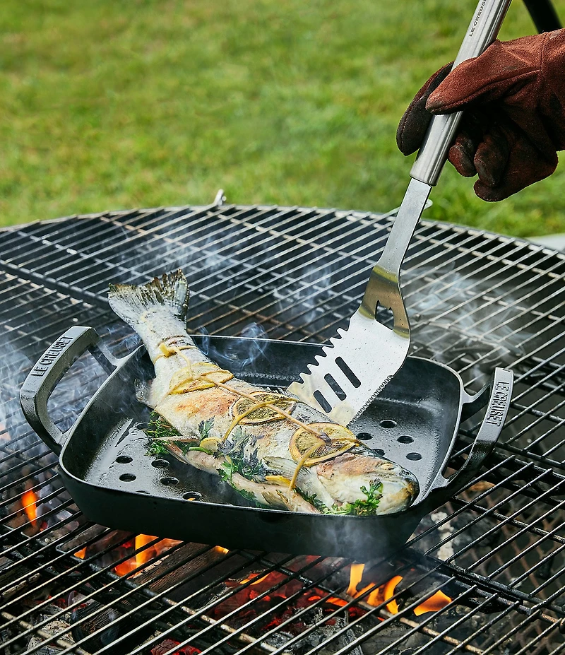 Le Creuset 12#double; Enameled Cast Iron Alpine Outdoor Square Grill Basket