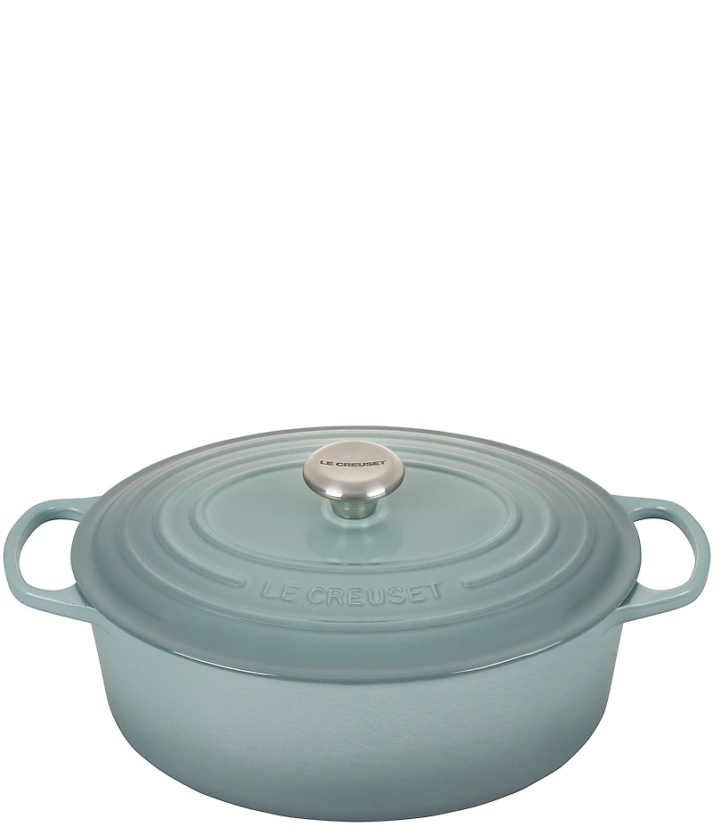 Le Creuset 6.75-Quart Signature Oval Dutch Oven with Stainless Steel Knob, Sea Salt