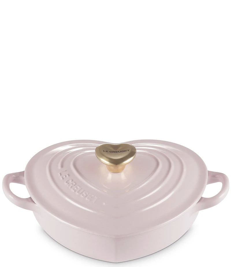 Le Creuset Cast Iron Traditional Heart Dish 1.25-Quart with Light Gold Heart Knob