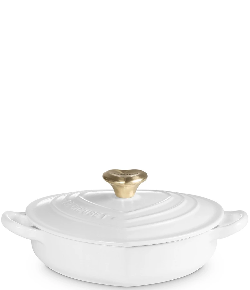 Le Creuset Cast Iron Traditional Heart Dish 1.25-Quart with Light Gold Heart Knob