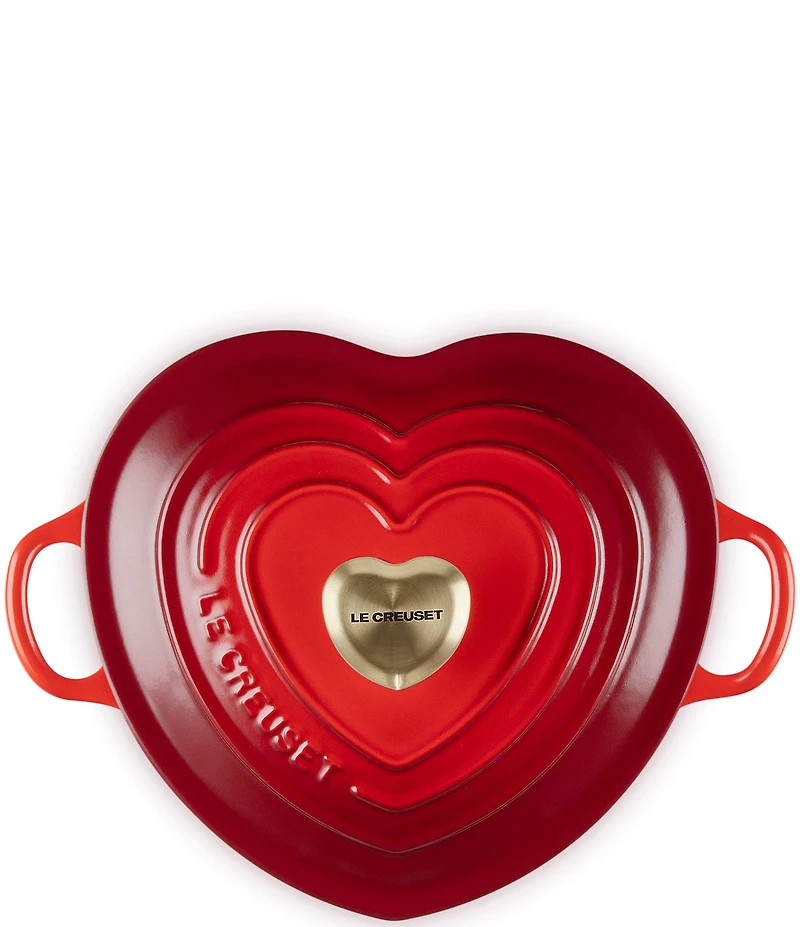 Le Creuset Cast Iron Traditional Heart Dish 1.25-Quart with Light Gold Heart Knob