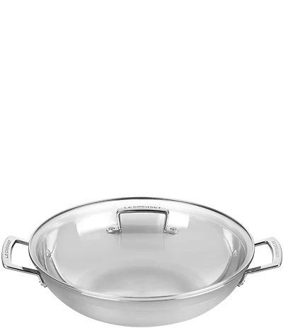 Le Creuset Classic Stainless Steel Round Wok with Glass Lid