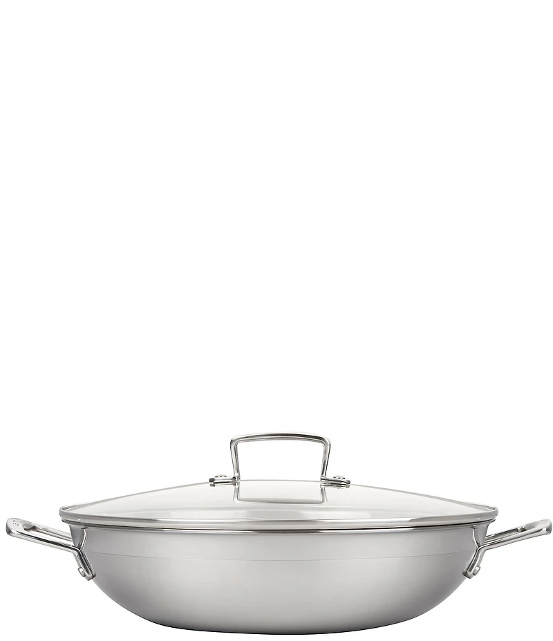 Le Creuset Classic Stainless Steel Round Wok with Glass Lid