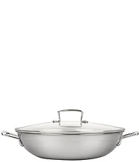 Le Creuset Classic Stainless Steel Round Wok with Glass Lid