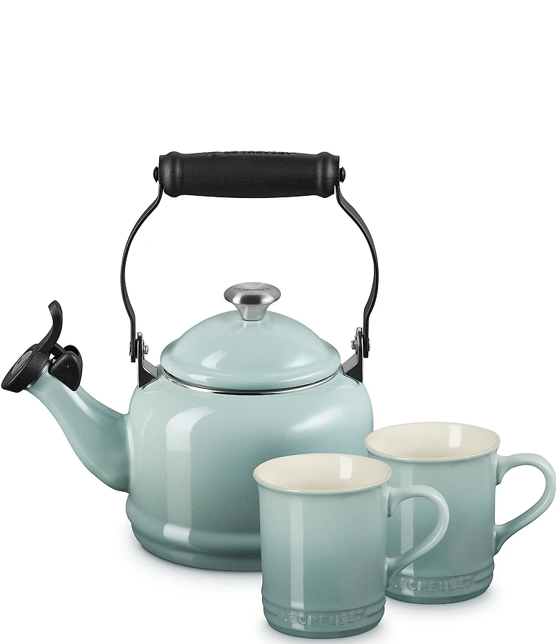 Le Creuset Demi Kettle w/ Stainless Steel Knob and Mugs Set