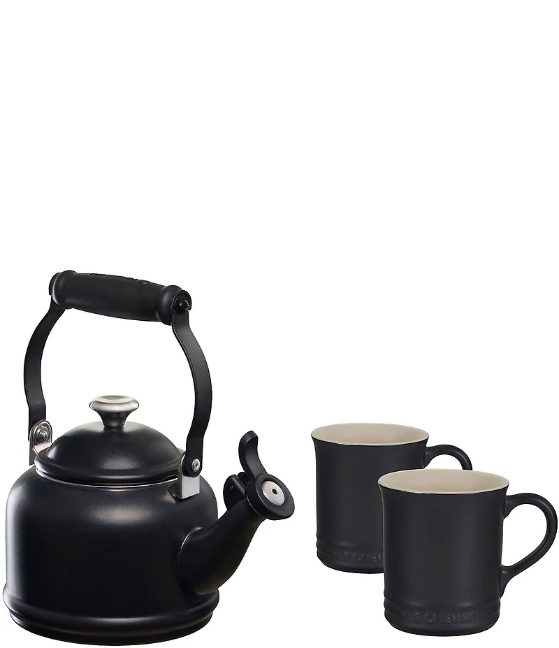 Le Creuset Demi Kettle w/ Stainless Steel Knob and Mugs Set