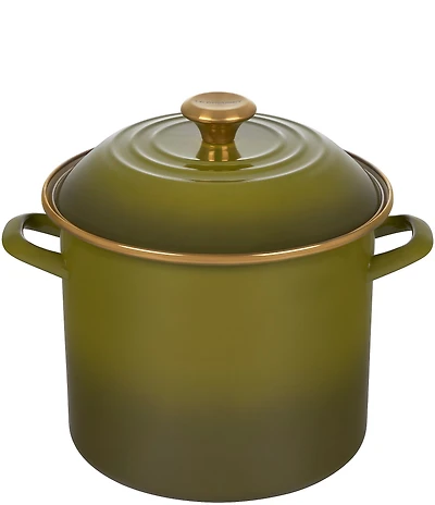 Le Creuset Enamel On Steel Stockpot with Gold Knob, 10-Quart- Olive