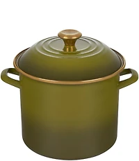 Le Creuset Enamel On Steel Stockpot with Gold Knob, 10-Quart- Olive