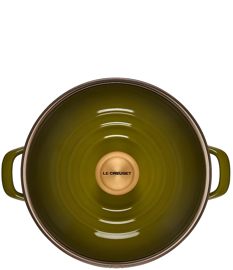 Le Creuset Enamel On Steel Stockpot with Gold Knob, 10-Quart- Olive