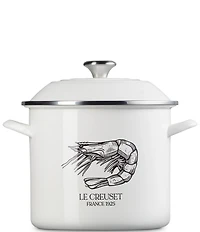 Le Creuset Enamel Steel 10-Quart Covered Shrimp Seafood Stockpot- White