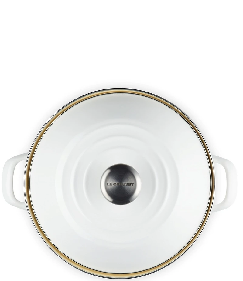 Le Creuset Enamel Steel 10-Quart Covered Shrimp Seafood Stockpot- White