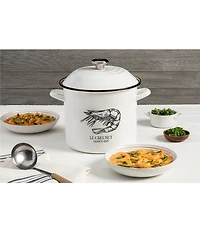 Le Creuset Enamel Steel 10-Quart Covered Shrimp Seafood Stockpot- White