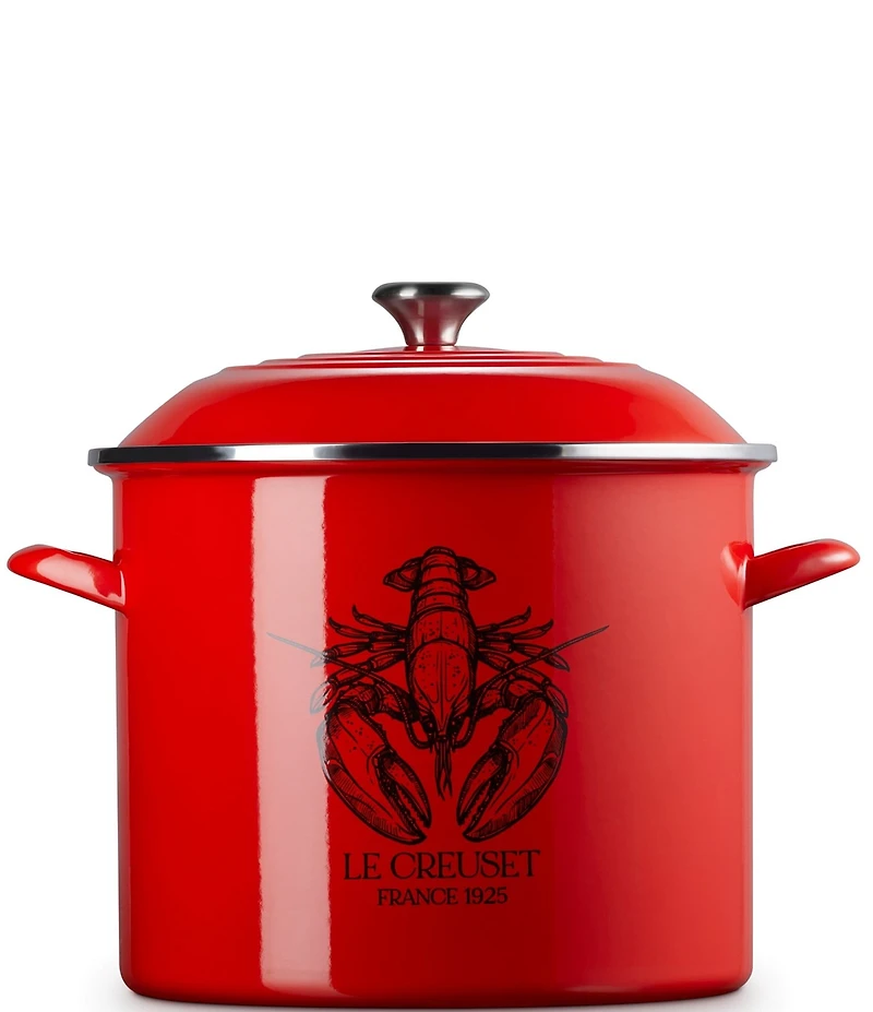 Le Creuset Enamel Steel 20-Quart Covered Lobster Seafood Stockpot- Carmin