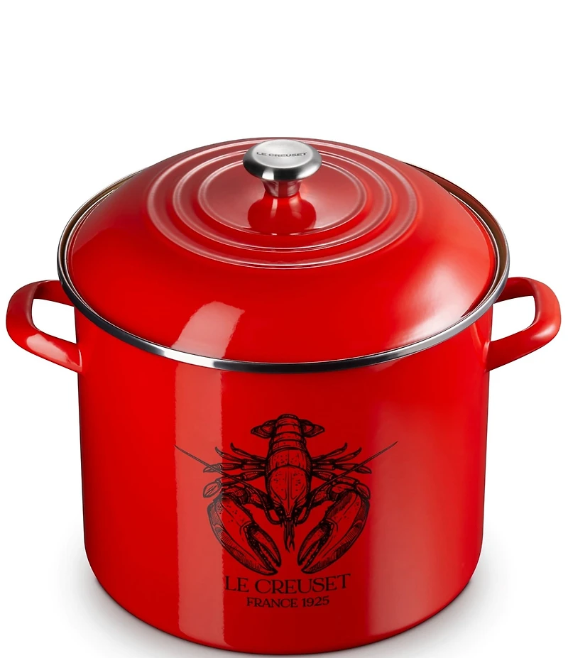 Le Creuset Enamel Steel 20-Quart Covered Lobster Seafood Stockpot- Carmin