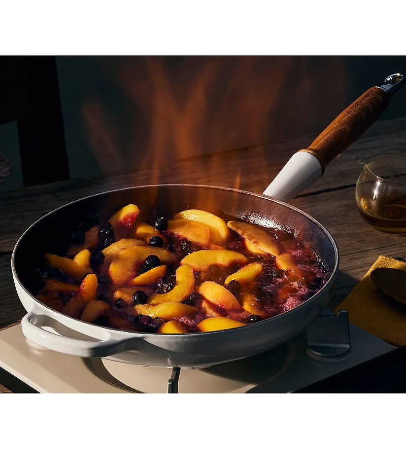 Le Creuset Enameled Cast Iron Alpine Wood Handle Fry Pan, 10.25#double;