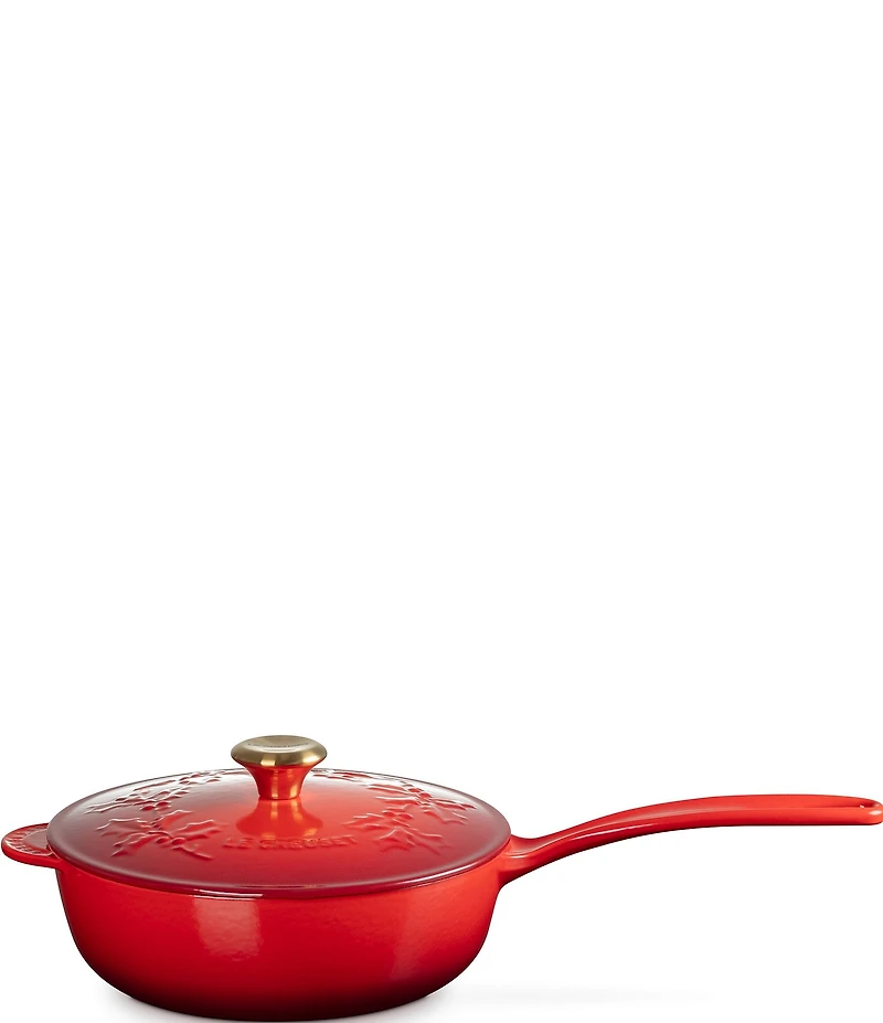 Le Creuset Enameled Cast Iron Holly Collection Traditional Saucier with Lid, 2.25 Qt.