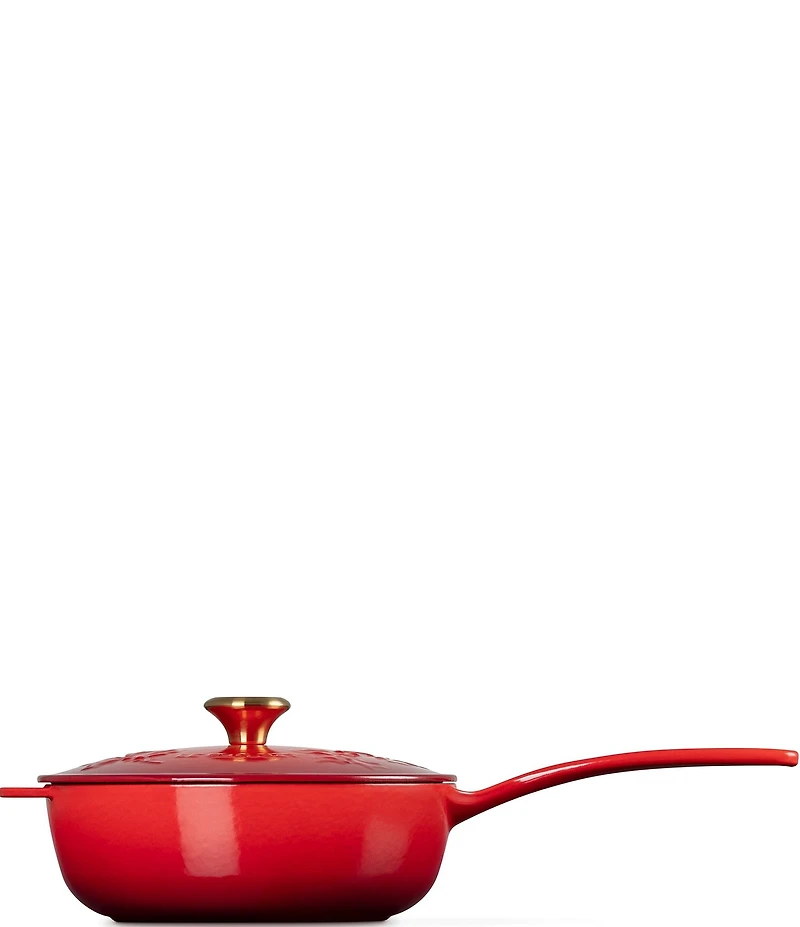 Le Creuset Enameled Cast Iron Holly Collection Traditional Saucier with Lid, 2.25 Qt.