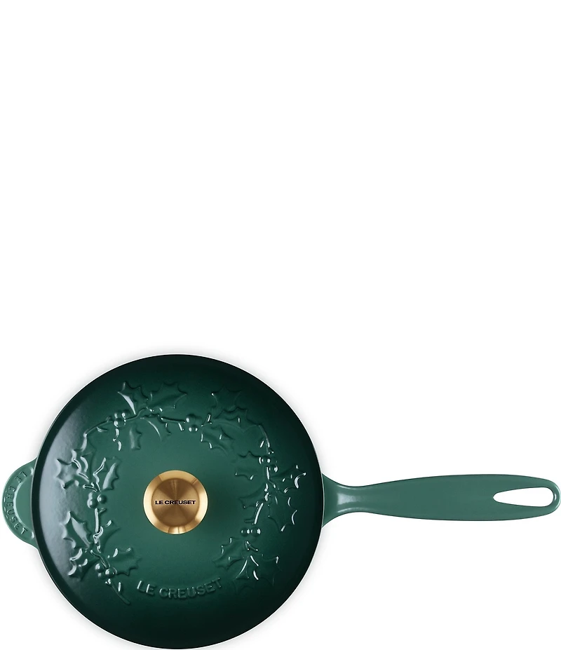 Le Creuset Enameled Cast Iron Holly Collection Traditional Saucier with Lid, 2.25 Qt.