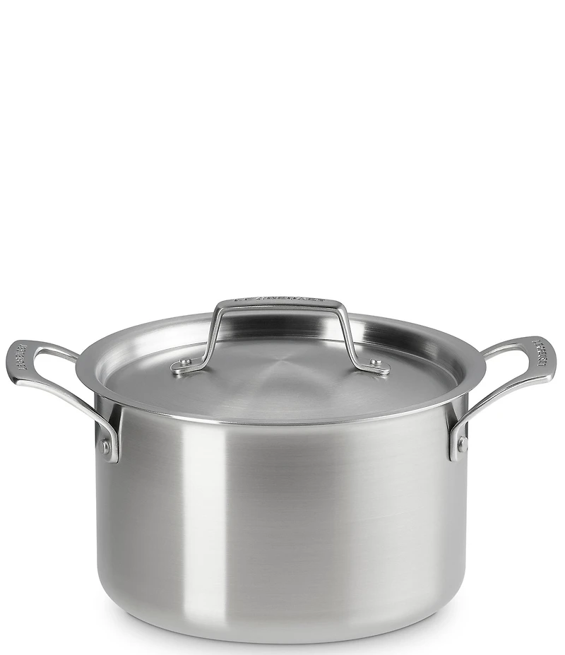 Le Creuset Essential Stainless Steel Deep Round Stockpot with Lid, 4 Qt.