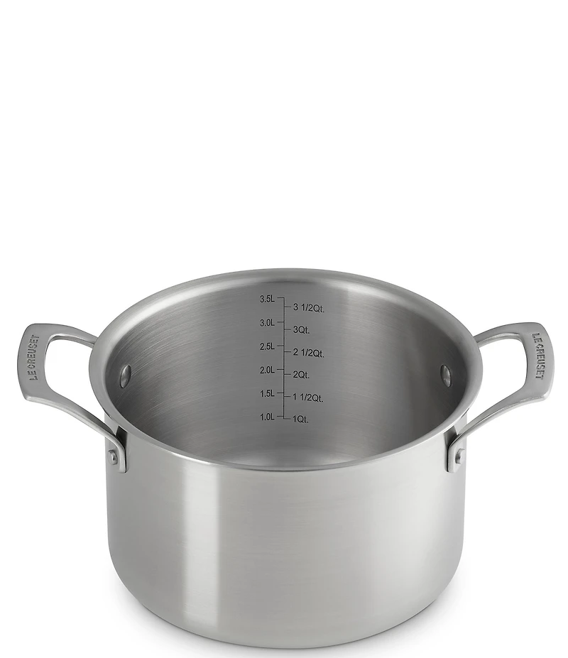 Le Creuset Essential Stainless Steel Deep Round Stockpot with Lid, 4 Qt.