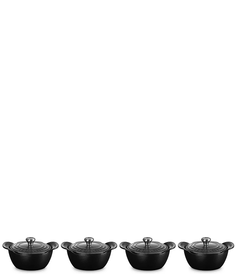Le Creuset Gourmet Collection Enameled Cast Iron Set of 4 Covered Mini Round Cocottes
