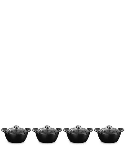 Le Creuset Gourmet Collection Enameled Cast Iron Set of 4 Covered Mini Round Cocottes