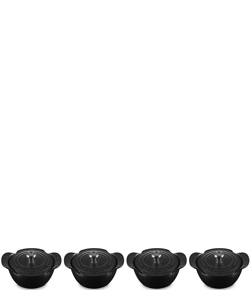 Le Creuset Gourmet Collection Enameled Cast Iron Set of 4 Covered Mini Round Cocottes