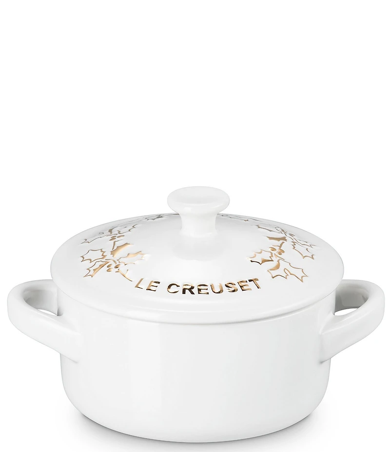 Le Creuset Holly Collection Gold Applique Mini Round Cocotte, 8 oz